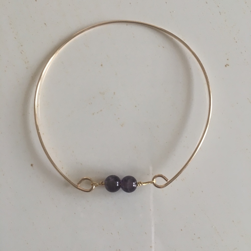 3 for $25 Gold February Birthstone Bangle Bracelet - Picture 4 of 5